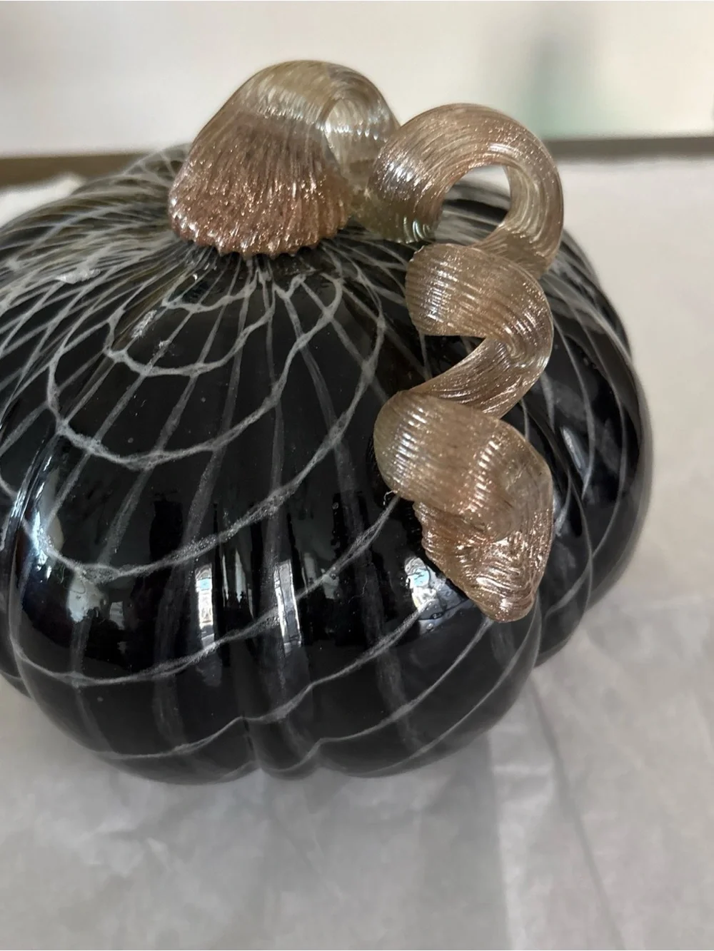 Martha Stewart Handblown Glass Black White Brown Pumpkin